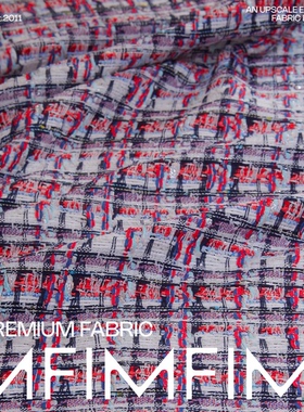 法国Jules tournier 红蓝白小香风粗花呢面料夏款布料 幅宽140CM