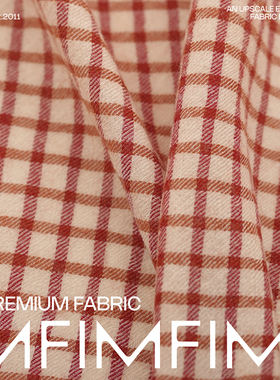 G&CC 羊毛面料红白小格纹衬衫夹克布料宽155CM 210G/M意大利进口
