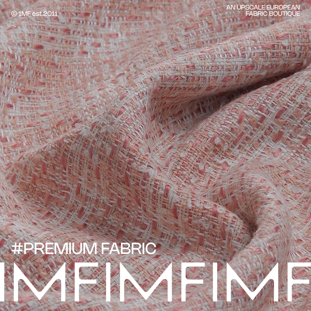 意大利面料棉+麻+时装粉橘色小香风粗花呢面料  宽155CM 460G/M,居家布艺,海绵垫/布料/面料/手工diy,淘宝优惠券,粉丝福利购,淘宝优惠卷