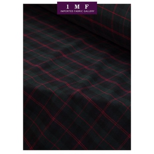 宽110CM BAL面料 子布料 裤 意大利直邮 .CO面料墨绿红格纹衬衫