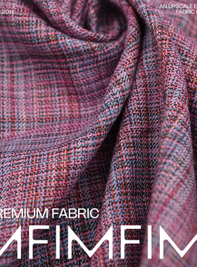 AGN 麻+羊毛面料紫色格纹服装布 宽155CM 意大利进口 EC022