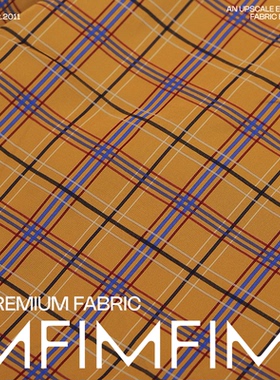 G&CC面料 VI+醋酸+时装黄色格纹面料 幅宽145CM 意大利直邮进口