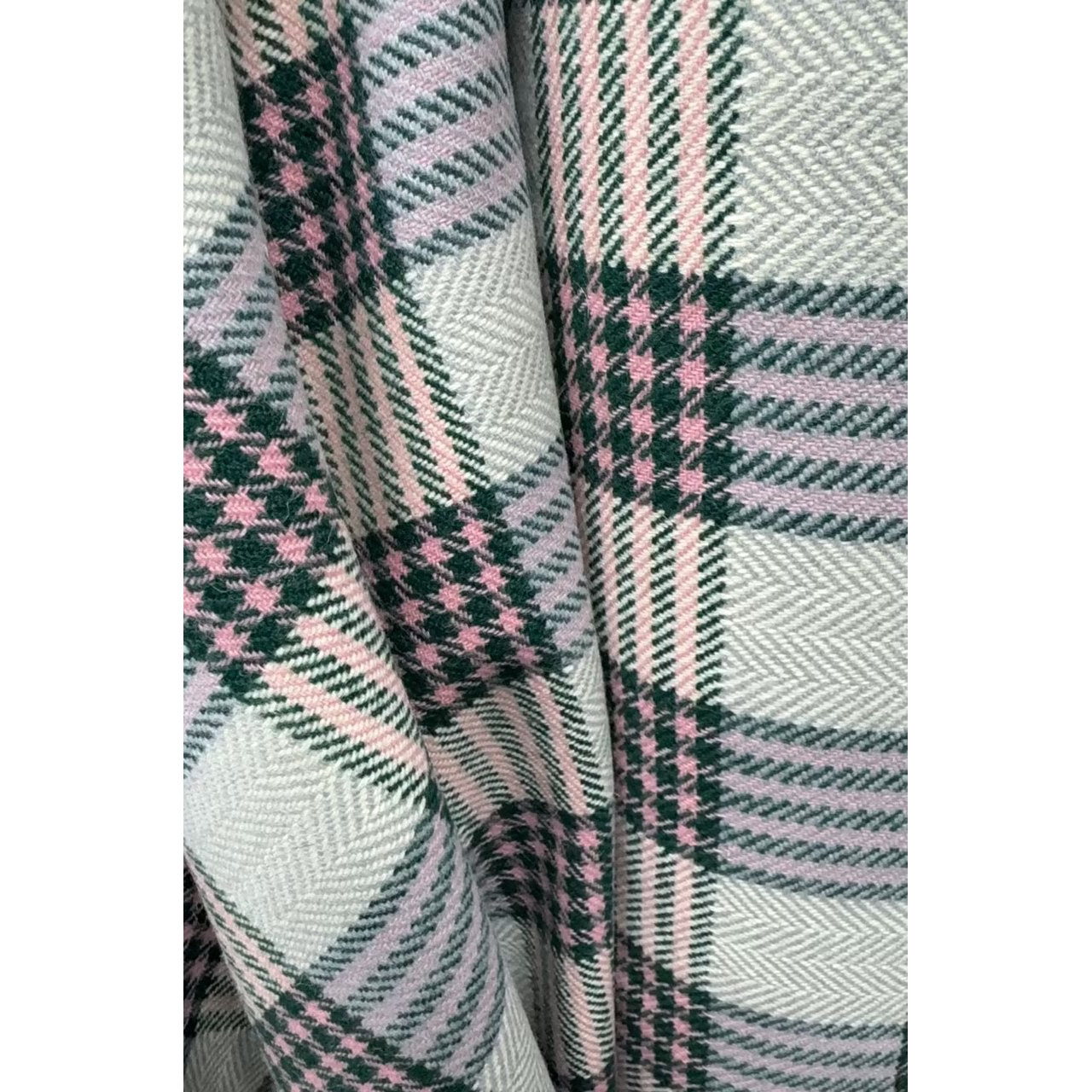 G&CC羊毛面料 粉绿布格纹外套大衣布幅宽153厘米 662G/M