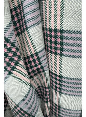 G&CC羊毛面料 粉绿布格纹外套大衣布幅宽153厘米 662G/M