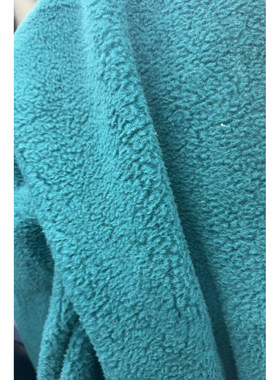 JIS 63%羊毛37%棉面料蓝绿色羊羔毛外套布料 宽145CM 意大利进口