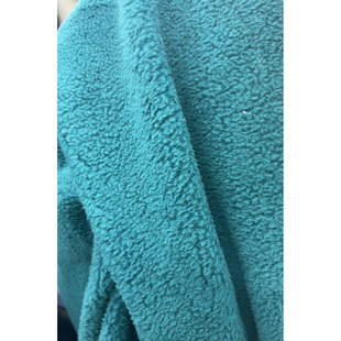 意大利进口 宽145CM JIS 63%羊毛37%棉面料蓝绿色羊羔毛外套布料