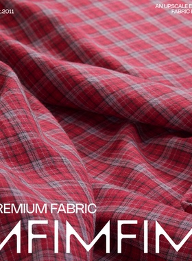G&CC面料 羊毛面料红色调小格子服装布料 宽140CM 意大利直邮