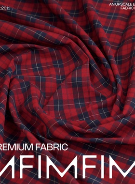 意大利进口棉质 红色格纹大牌感套装布料面料幅宽140CM克重211G