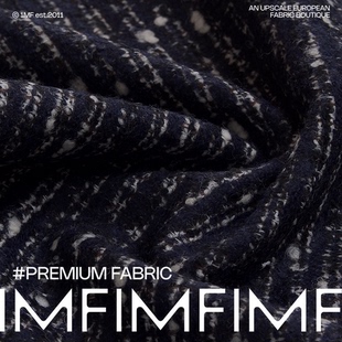 605G 意大利直邮 藏蓝色条形小香风粗花呢面料宽149CM M家面料