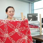 Ratti 长丝VI面料红色印花衬衫连衣裙布 宽140CM 意大利进口