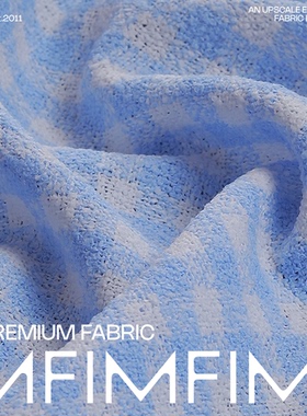 法国Jules tournier小香 54%PC46%CO蓝白格纹面料 宽150CM TF-487