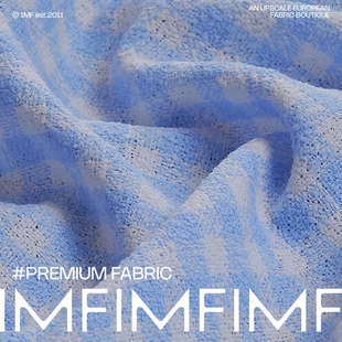 法国Jules tournier小香 54%PC46%CO蓝白格纹面料 宽150CM TF-487