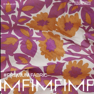 面料 法国直邮 VI白底红紫色印花图案连衣裙衬衫 棉 宽145CM RATTI