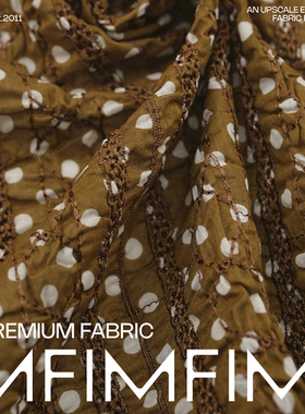 X-3号黄绿色静谧之森日本棉质刺绣波点面料3色服装布料 幅宽90CMM