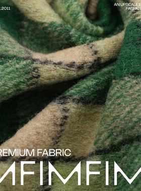 G&CC面料 .WO羊毛针织绿色格纹面料 宽143CM325G/M 意大利进口