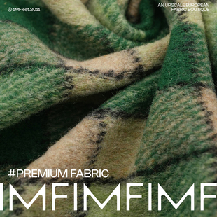 宽143CM325G 意大利进口 .WO羊毛针织绿色格纹面料 G&CC面料