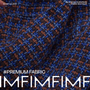 600G M家面料 宽150CM 布料 棉为主交织粗花呢面料棕蓝色服装