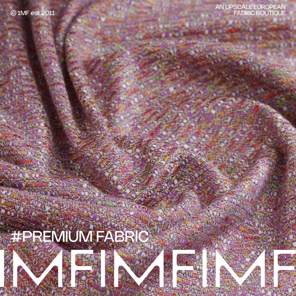 棉交织面料粉色小香风粗花呢布