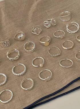 义乌市亮琳饰品有限公司韩版素圈不规则纯银百搭戒指女小众风设计