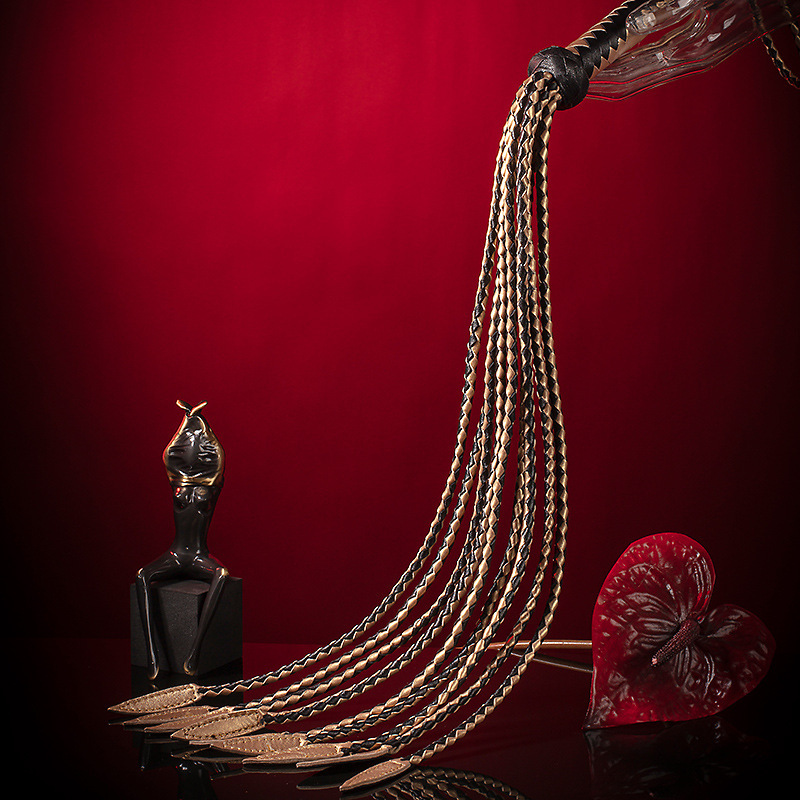 皮鞭散鞭九尾真皮手工柳叶尾道具表演工具套装打屁屁鞭子60厘米