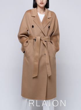 M@xMa*a女中长款101801水波纹加厚25新款定制高端羊毛山羊绒大衣