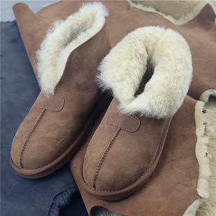加厚羊皮毛一体雪地靴棉靴子短靴男女 可两穿 炒保暖 简约好看