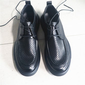 男鞋 巨轻薄柔软 休闲皮鞋 商务正装 打孔透气 简约头层牛皮德比鞋
