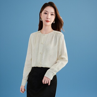 杭州真丝桑蚕丝衬衫女款2025新款轻奢高级感大码胖mm上衣长袖衬衣