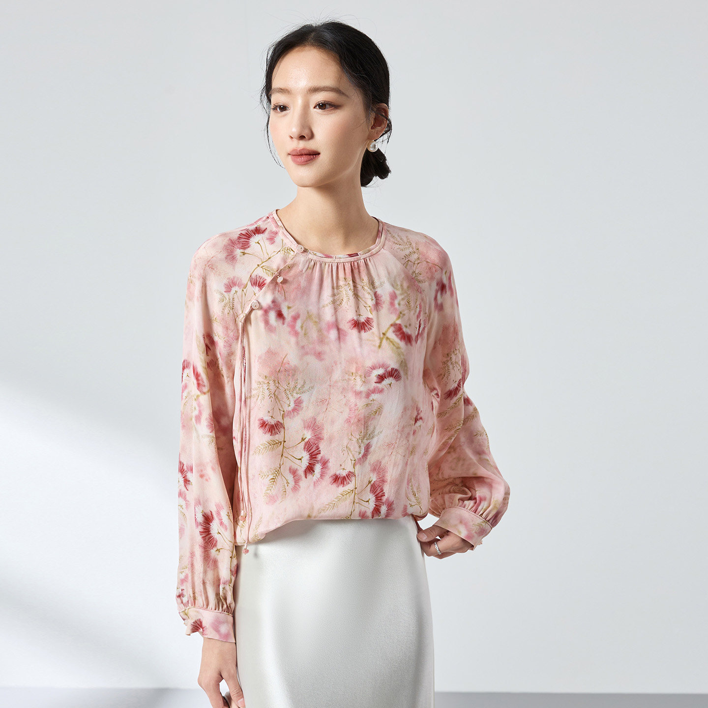 2026春季新款大码女装宽松中国风印花长袖衬衫中年妈妈衬衣上衣