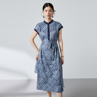 2026夏装新款大码女装通勤风职业裙上班短袖亚麻真丝连衣裙子收腰
