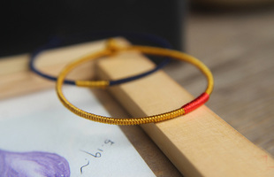 清禾手工原创精致金刚结本命年情侣土豪金可串珠手绳手链男女红绳