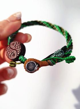 手工编织扭转乾坤结绿色系手绳