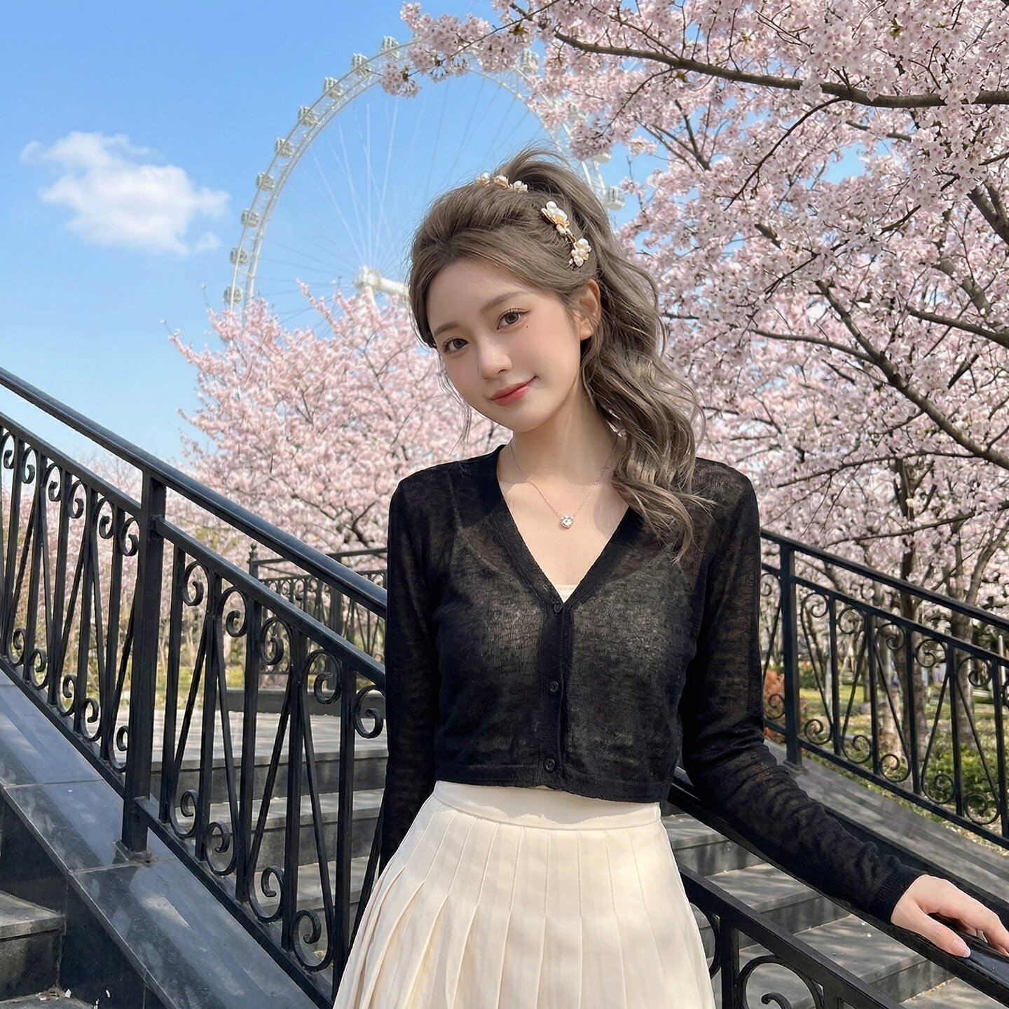 V领短款日系甜美针织开衫女