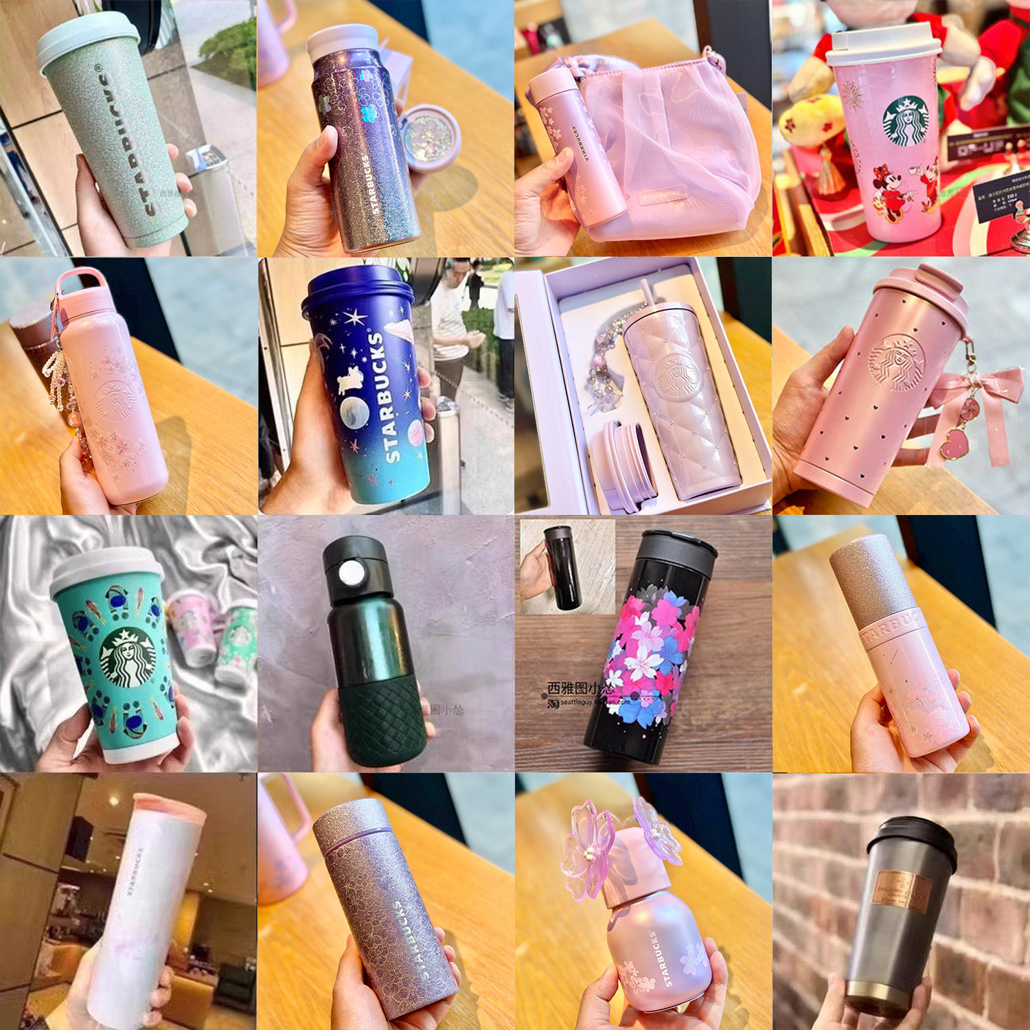 星巴克杯子2026樱花粉色小熊暮樱翩翩可爱少女神吸管杯随行保温杯