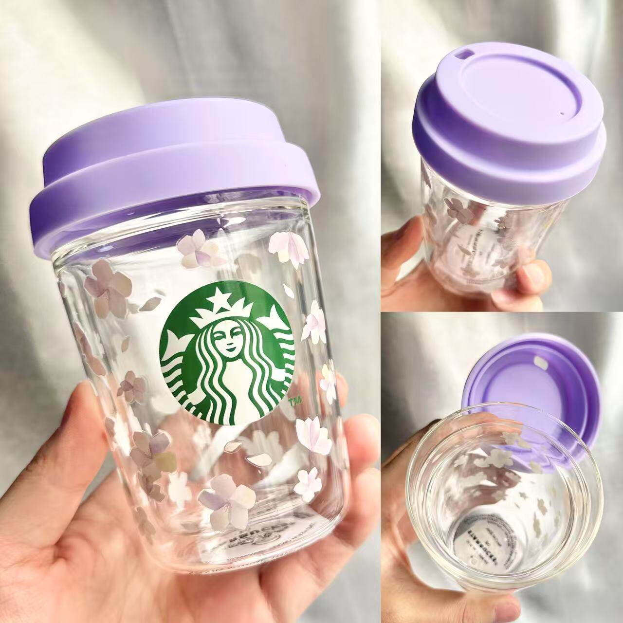 星巴克日本樱花大容量女神经典玻璃壶耐热把手拉花水杯子玻璃杯
