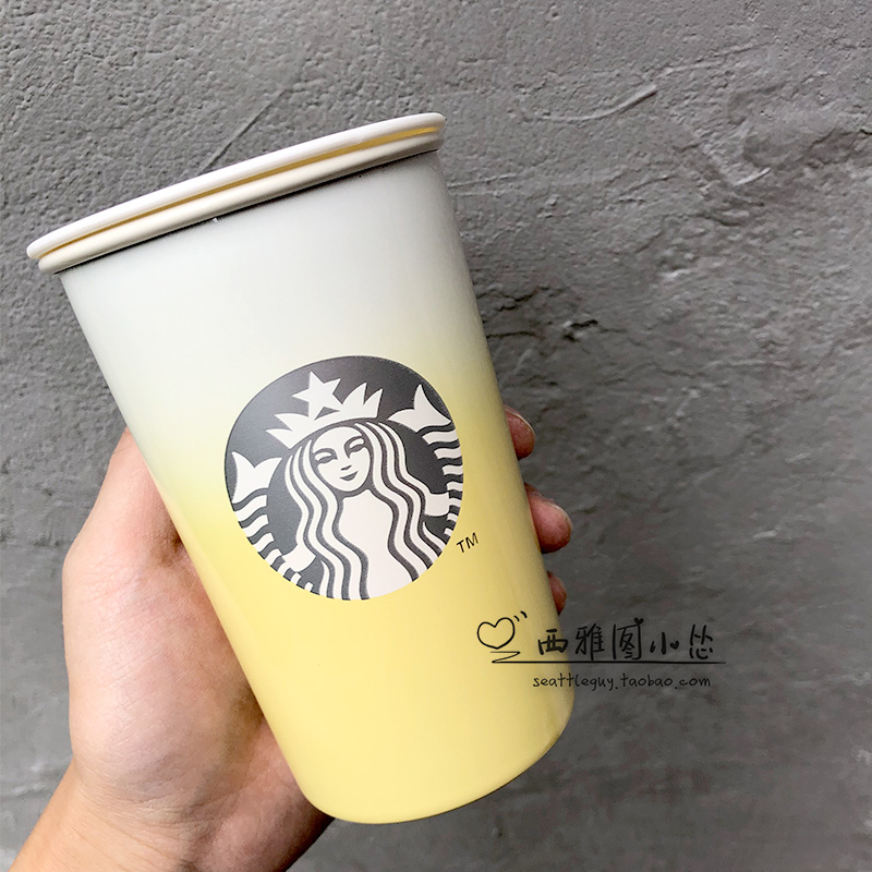 中秋双层不锈钢象牙白星巴克杯子