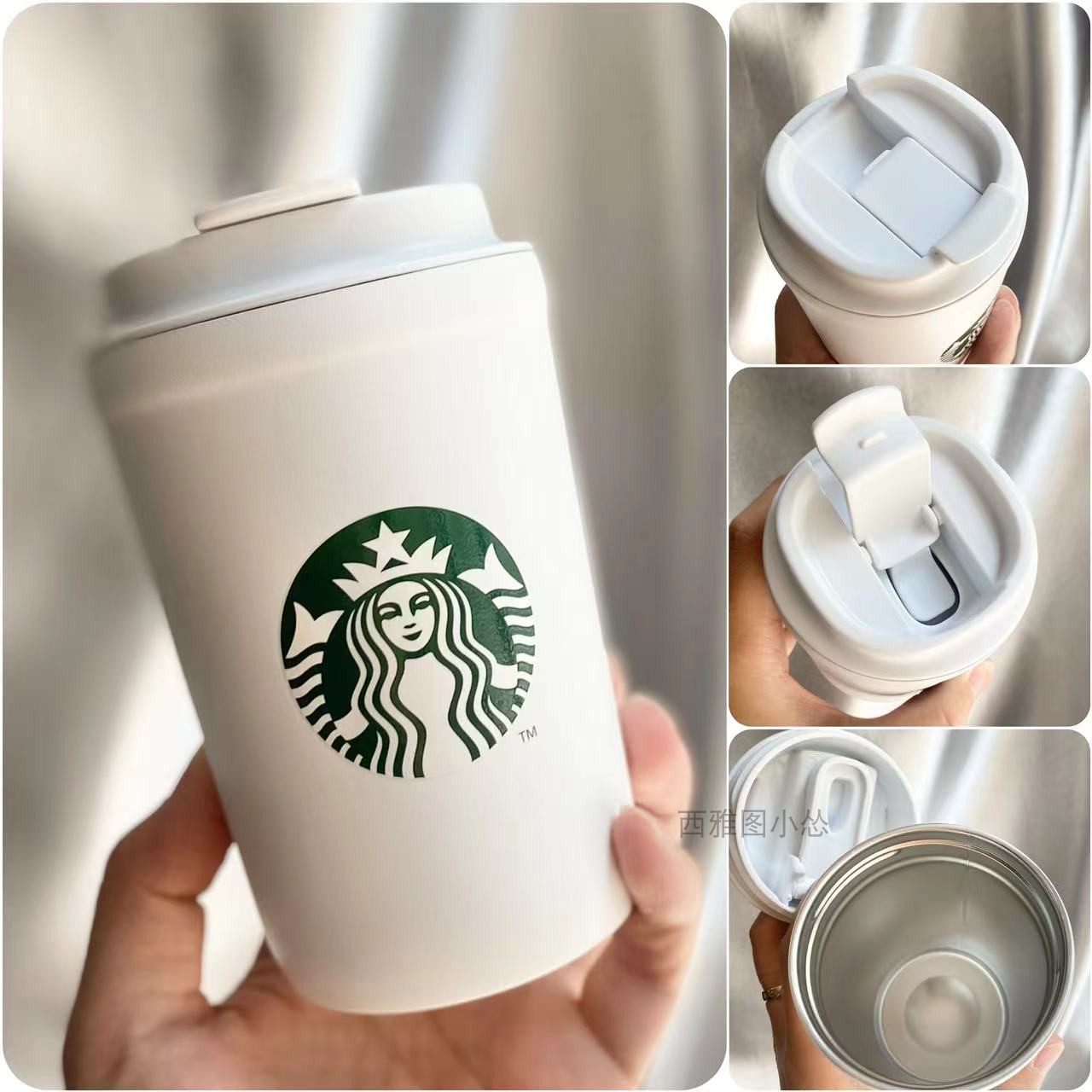 星巴克杯子挂绳可爱萌兔奶黄色小熊情人节礼物随行摆台组保温杯