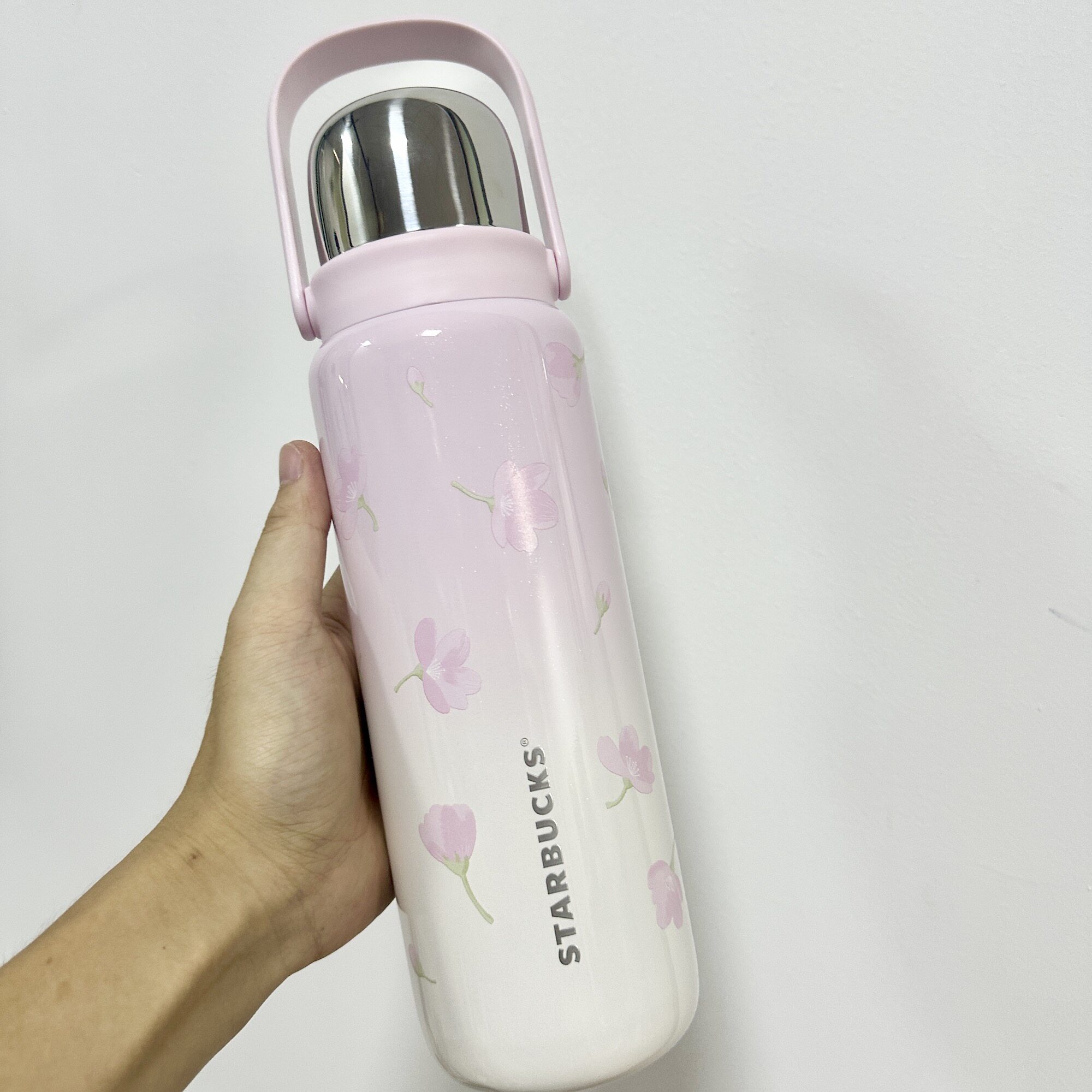 星巴克樱花不锈钢提手保温杯