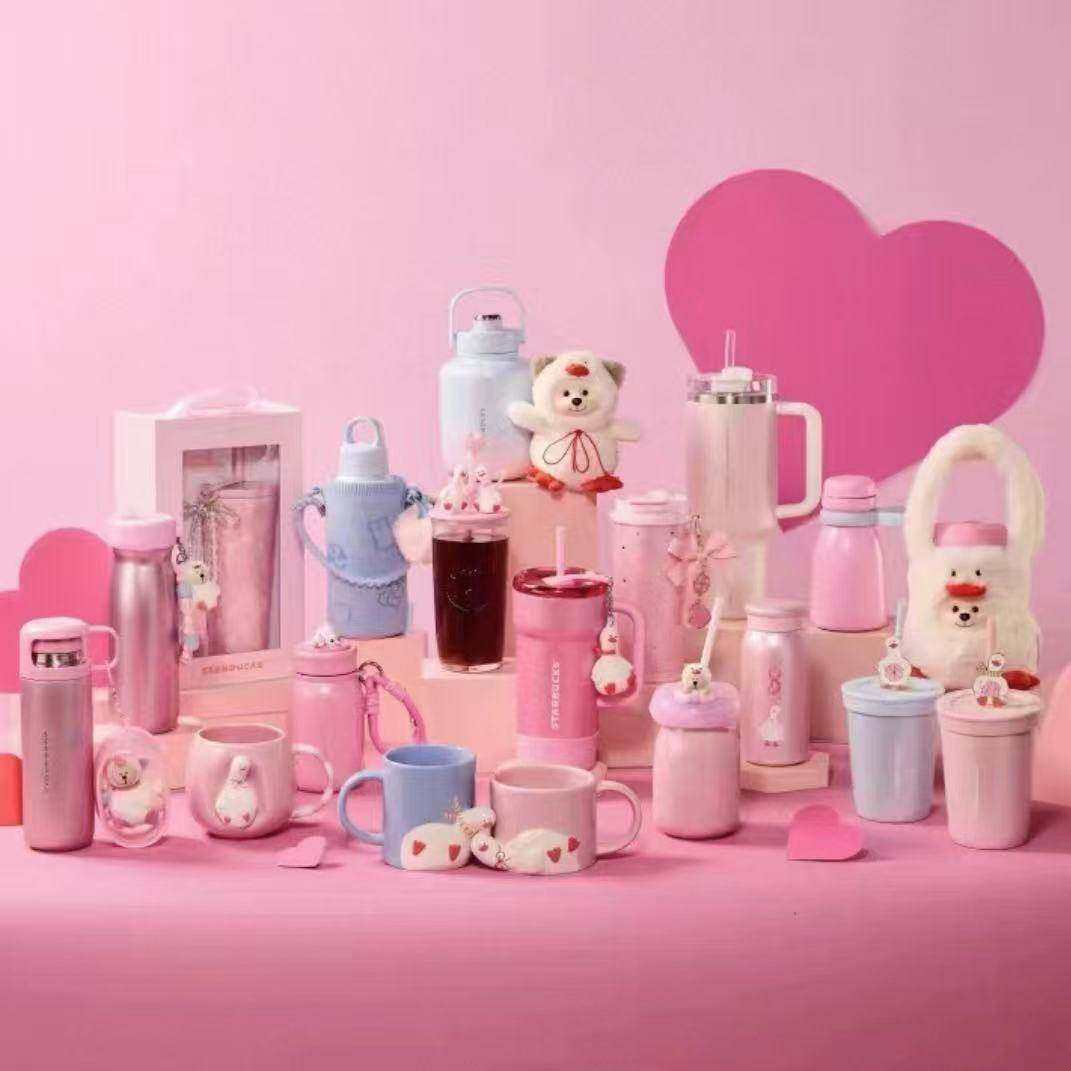 星巴克杯子2026甜星噗噗鸭情人节送礼精致陶瓷马克杯不锈钢随行杯