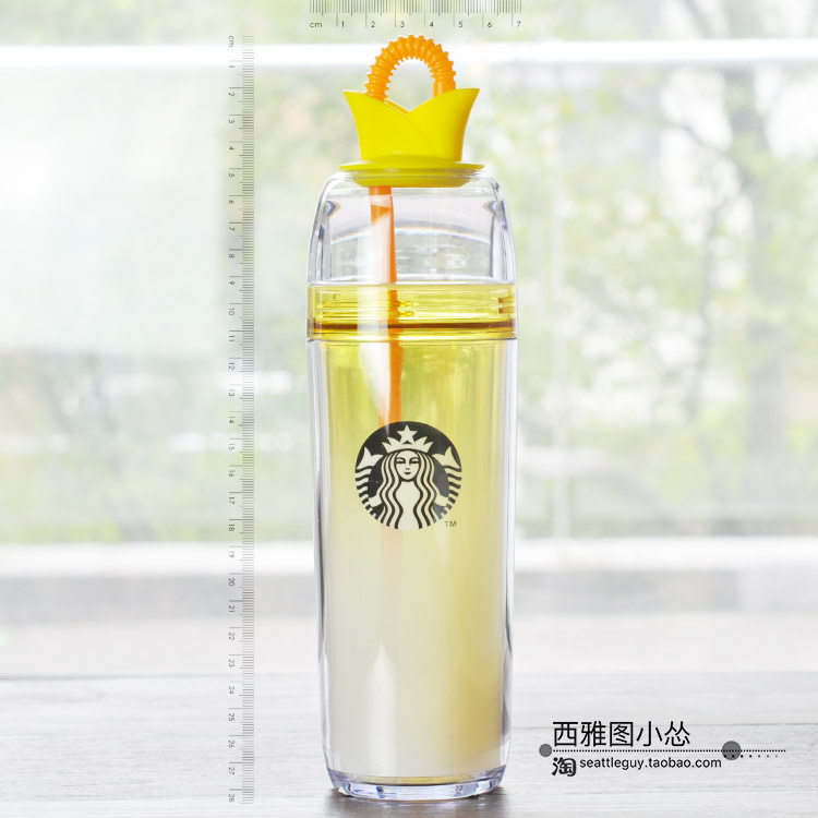 台湾星巴克杯子2015周年运动水壶瓶缤纷夏日人鱼吸管随行杯473ml