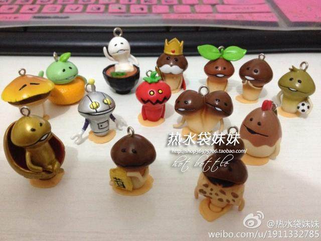 日单蘑菇人方吉菇菇滑子菇栽培funghi公仔玩偶食玩手机挂件挂链
