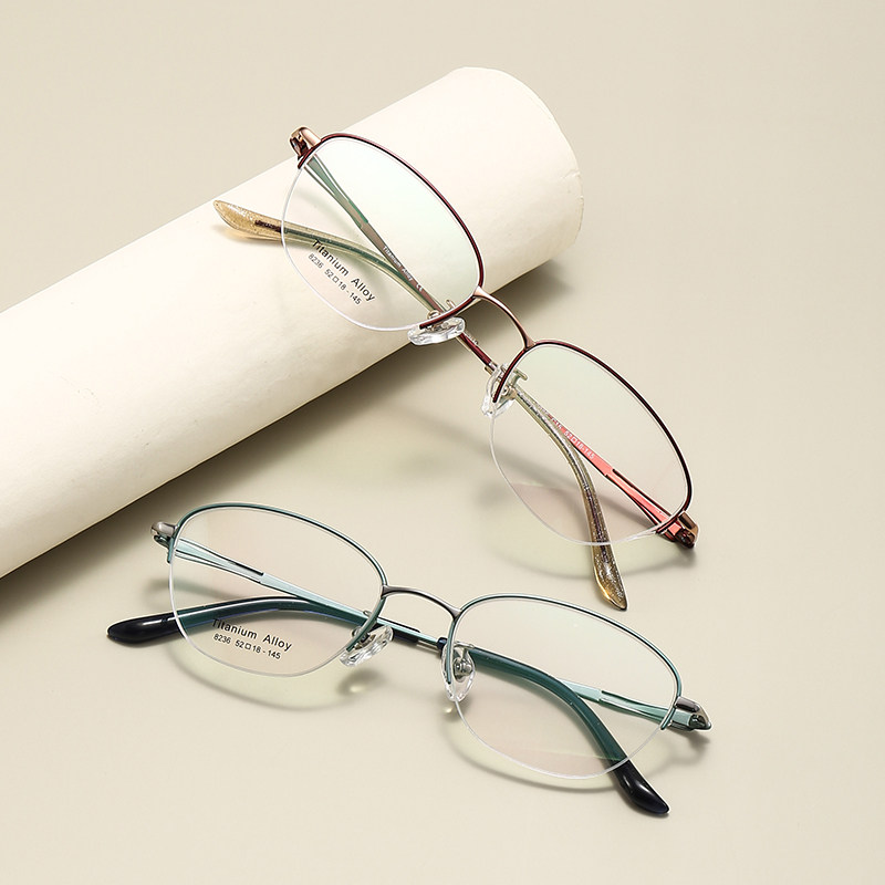 半框纯钛近视眼镜女素颜高度数可配有散光小脸超轻眼睛框架防蓝光,ZIPPO/瑞士军刀/眼镜,眼镜架,淘宝优惠券,粉丝福利购,淘宝优惠卷