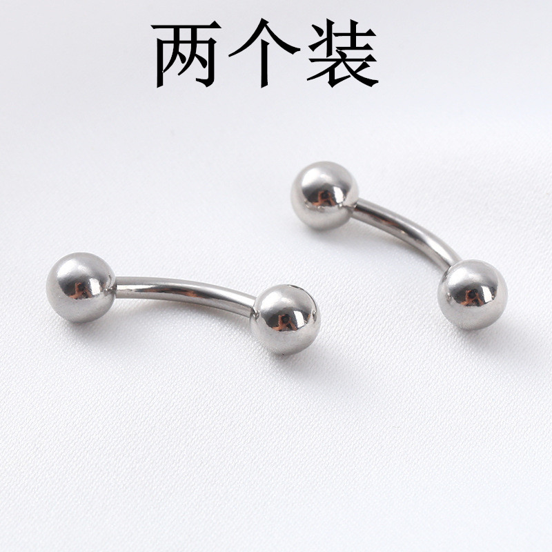 韩都 1.2/1.6mm粗钛钢眉钉眉环外螺纹rook钉真空电镀防掉色穿肚脐