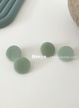 极简韩风抹茶绿色圆形耳夹耳环
