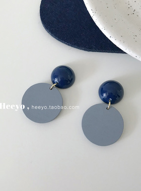 heeyo 夏夜漱石/ ins气质海边蓝色耳环耳夹韩国冷淡简约银针耳坠