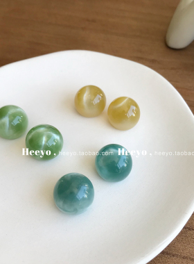 日常果冻光泽感百搭立体彩球耳环