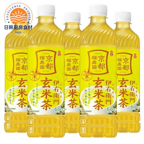 现货包邮日本进口三得利Suntory伊右卫门无糖玄米茶饮料600ml*3瓶