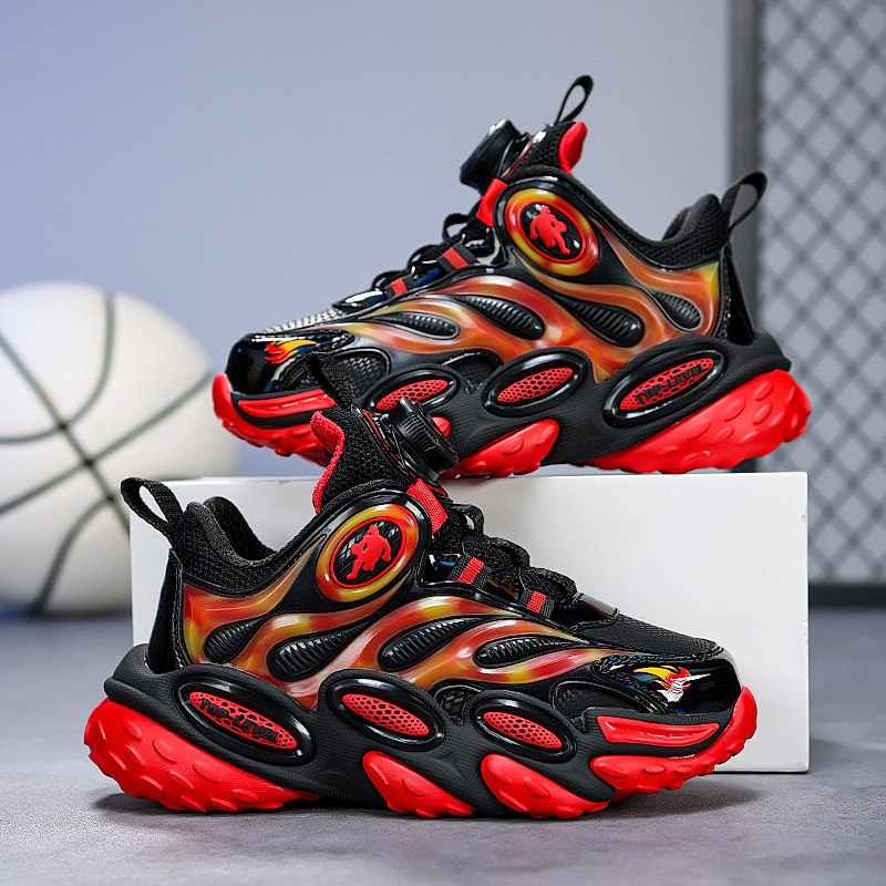 男童鞋子儿童篮球鞋男童旋转纽扣运动鞋中大童轻便跑步鞋男孩减震