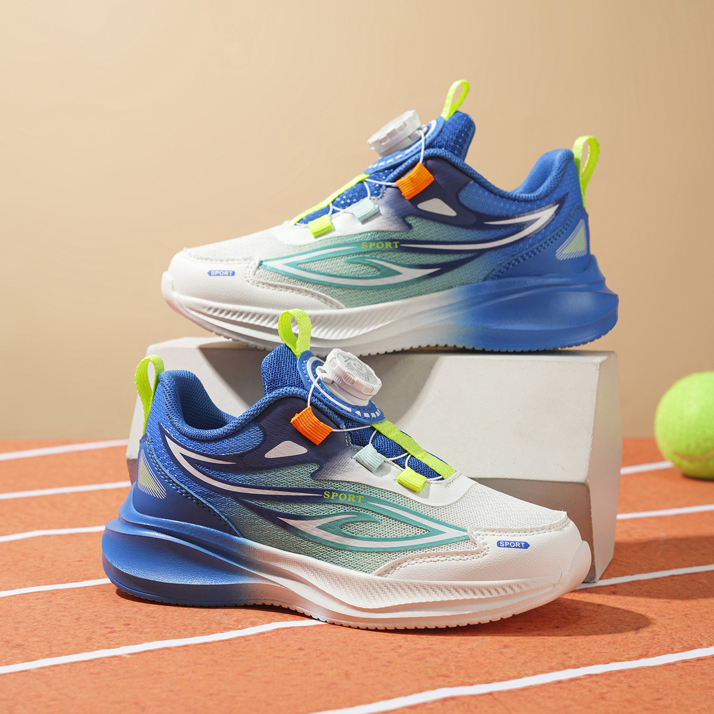 儿童鞋子男童轻便运动鞋春季款男孩旋转扣跑步鞋中大童减震旅游鞋