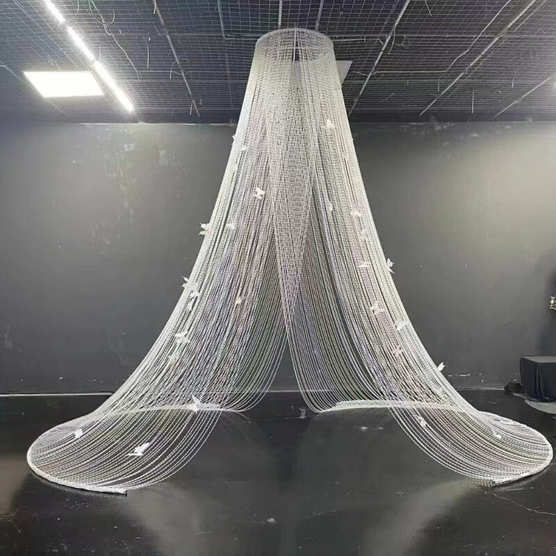 新款蝴蝶梦成品亚克力水晶圆锥珠帘吊顶婚礼堂背景水晶亭帘宴会厅